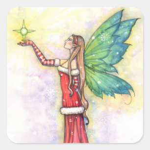 Kerstelfjesstickers van Molly Harrison Vierkante Sticker