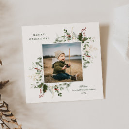 Kerstelijk Loof Plat Vakantiefotokaart Feestdagenkaart