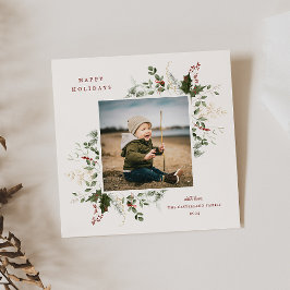 Kerstelijk Loof Plat Vakantiefotokaart Feestdagenkaart