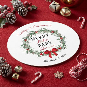 Kerstelijke Baby Shower Ronde Kartonnen Onderzetter