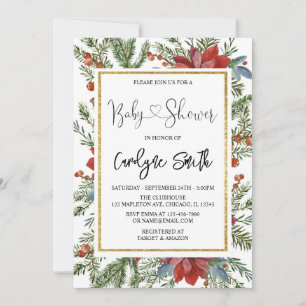 Kerstelijke babyshower uitnodiging