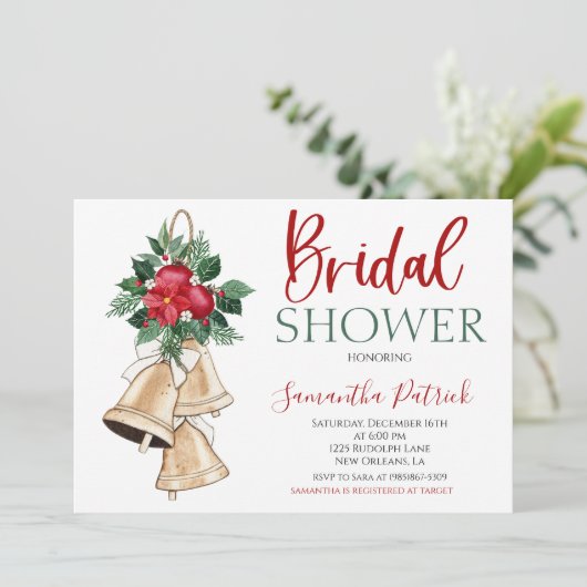 Kerstelijke Bruidsfeest Uitnodiging (Staand voorkant)