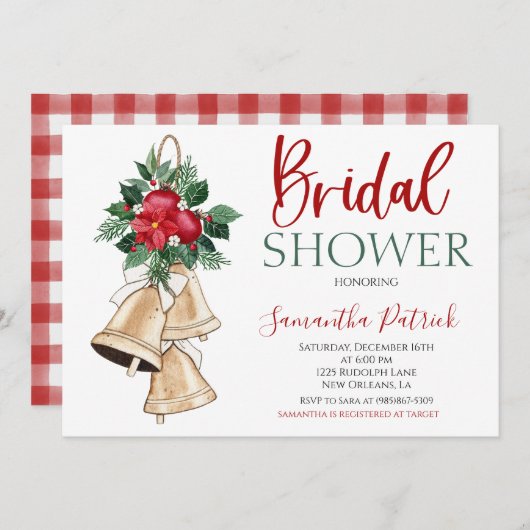 Kerstelijke Bruidsfeest Uitnodiging (Voorkant / Achterkant)