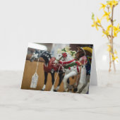 Kerstelijke Carousel Paarden Ornament Collectie Kaart (Gele Bloem)