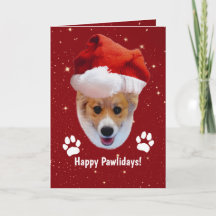 Kerstelijke Corgi Gelukkige Poot-ids Kaart