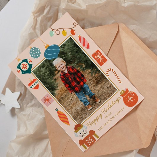 Kerstelijke decoratie Vakantiefoto Feestdagenkaart