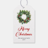 Kerstelijke dennenkrans Kerst bewerkbare cadeautag Cadeaulabel (Achterkant)