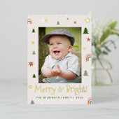 Kerstelijke en heldere kerstdennen sterren op maat folie feestdagenkaart (Staand Voorkant)