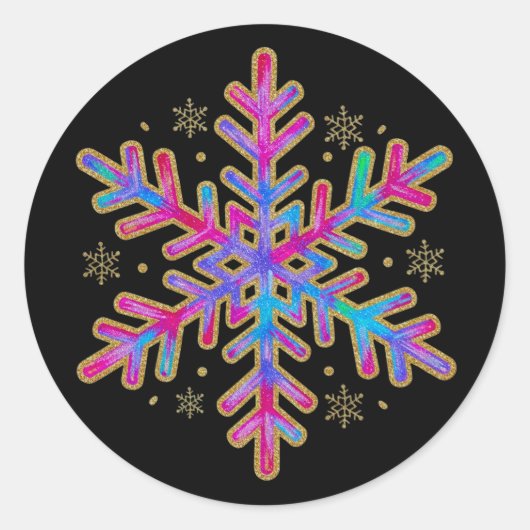 Kerstelijke Feestelijke Glitter Kleurrijke Sneeuwv Ronde Sticker (Voorkant)