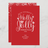 Kerstelijke feestelijke Hulst Vrolijke Elegante Sc Feestdagenkaart (Voorkant / Achterkant)