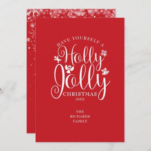 Kerstelijke feestelijke Hulst Vrolijke Elegante Sc Feestdagenkaart (Voorkant / Achterkant)