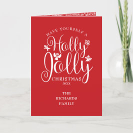 Kerstelijke feestelijke Hulst vrolijke Script Snee Feestdagen Kaart