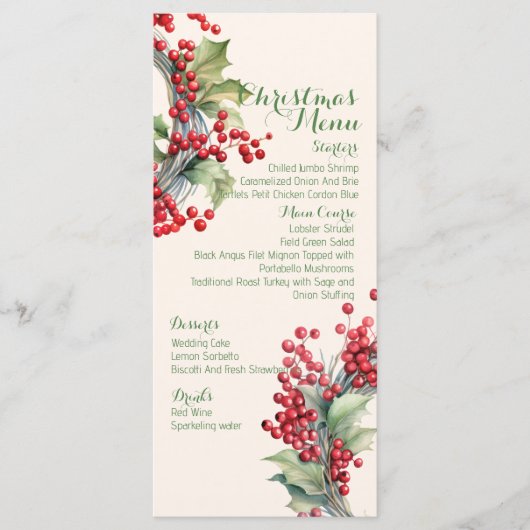 Kerstelijke feestelijke kerstdinermenu  menu (Voorkant)