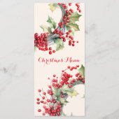 Kerstelijke Feestelijke Kerstmaaltijd Feest  Menu (Achterkant)