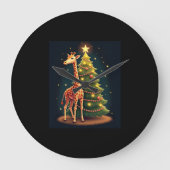 Kerstelijke Giraffe Officiële Boomtopper Grappig L Grote Klok (Voorkant)