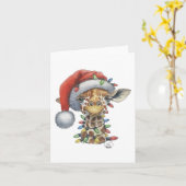 Kerstelijke Giraffe Wenskaart Kaart (Gele Bloem)