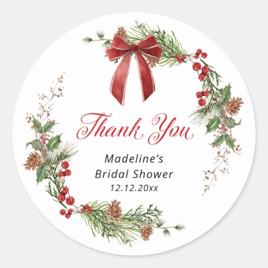 Kerstelijke groene kerst bruids douche ronde sticker (Voorkant)