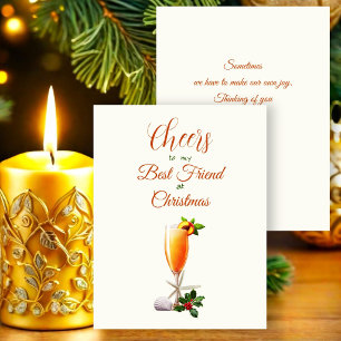 Kerstelijke groet Beste Vriend Perzik Bellini Feestdagenkaart