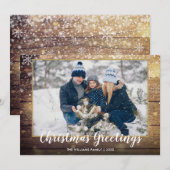 Kerstelijke groet foto landelijke houtstijl feestdagenkaart (Voorkant / Achterkant)