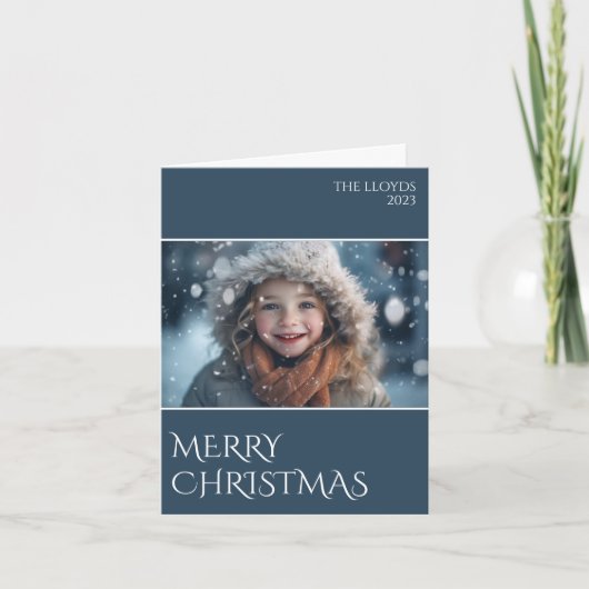 Kerstelijke groet met familiefoto feestdagen kaart (Voorkant)