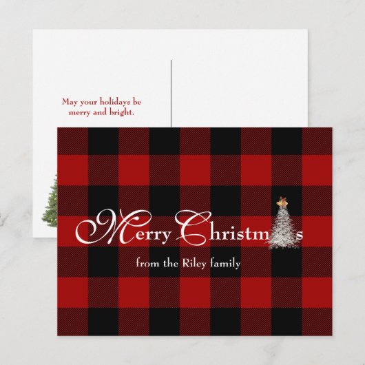 Kerstelijke groet op buffelruit feestdagenkaart (Voorkant / Achterkant)