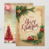 Kerstelijke groetkaart feestdagenkaart (Voorkant / Achterkant)