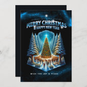 Kerstelijke groetkaart, platte kerstkaart (Voorkant / Achterkant)