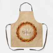 Kerstelijke herfstkrans met monogram van bladeren schort (Voorkant)