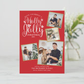Kerstelijke Hulst Feestelijke Foto Collage Feestdagenkaart (Staand voorkant)