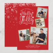 Kerstelijke Hulst Feestelijke Foto Collage Feestdagenkaart (Voorkant / Achterkant)