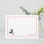 Kerstelijke hulst gepersonaliseerd schrijfpapier (Staand voorkant)