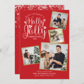 Kerstelijke Hulst Jolige Foto Collage Feestdagenkaart (Voorkant / Achterkant)