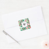 Kerstelijke hulst kerst monogram sticker (Envelop)