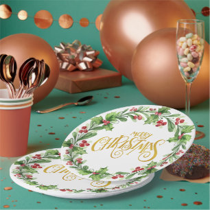 Kerstelijke hulzenkrans - Goud Folie Zalig Kerstfe Papieren Bordje