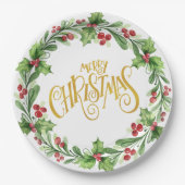 Kerstelijke hulzenkrans - Goud Folie Zalig Kerstfe Papieren Bordje (Voorkant)