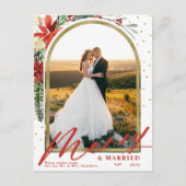 Kerstelijke huwelijksaankondiging Merry & Married  Feestdagenkaart (Voorkant)