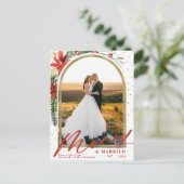 Kerstelijke huwelijksaankondiging Merry & Married  Feestdagenkaart (Staand voorkant)