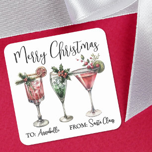 Kerstelijke Kerstcocktail Cadeaubijsluiter Sticker