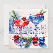 Kerstelijke Kerstcocktail Groeten Plat Kaart (Voorkant)