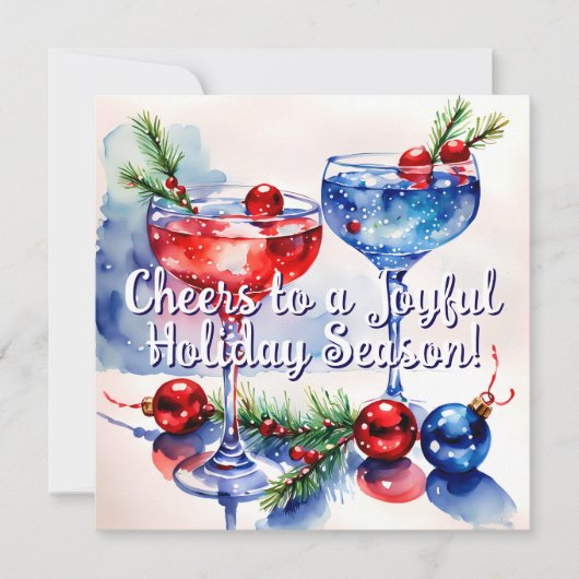 Kerstelijke Kerstcocktail Groeten Plat Kaart (Voorkant)
