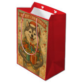 "Kerstelijke Kersthond" Medium Cadeauzakje (Achterkant Gekanteld)