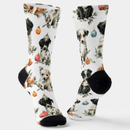 Kerstelijke Kerstpuppy-sokken voor het gezin Sokken