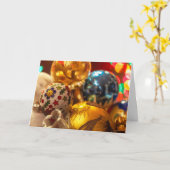 Kerstelijke Kerstversiering Close-up Kaart (Gele Bloem)