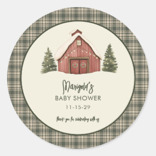 Kerstelijke Kleine Kerst Landelijke Baby Shower Ronde Sticker