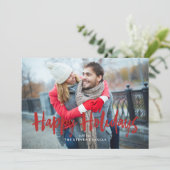Kerstelijke linten vrolijke feestdagen foto feestdagenkaart (Staand voorkant)
