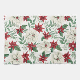 Kerstelijke Poinsettia Keukenhanddoek