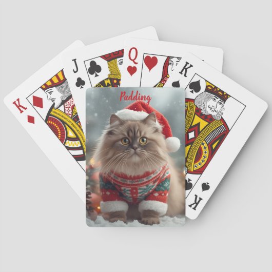 Kerstelijke Ragdoll Kat Kerst Persoonlijk  Pokerkaarten (Achterkant)