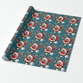 Kerstelijke rendier kerstbadgordijn cadeaupapier