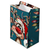 Kerstelijke rendier kerstbadgordijn medium cadeauzakje (Voorkant Gekanteld)