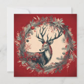 Kerstelijke rendieren met kerstkrans feestdagenkaart (Voorkant)